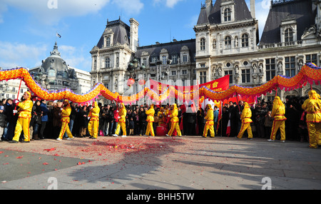 'Nuovo Anno Cinese' celebrazioni 2010 chinatown Parigi Foto Stock