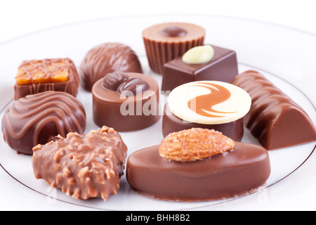 Un assortimento di lusso cioccolato svizzero Foto Stock