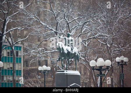Inverno in Union Square di New York City Foto Stock