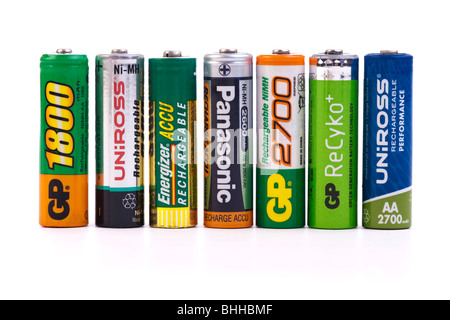 Varie idruro di nichel metallo ricaricabili NiMh 1,5 V batterie (celle) Foto Stock