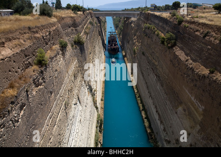 Canale di Corinto Istmo di Corinto Pelponnese Grecia Foto Stock