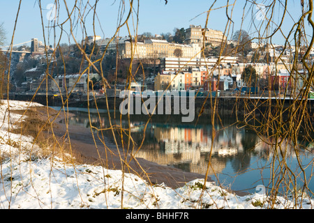 Vista innevati in inverno di Clifton, Bristol Foto Stock