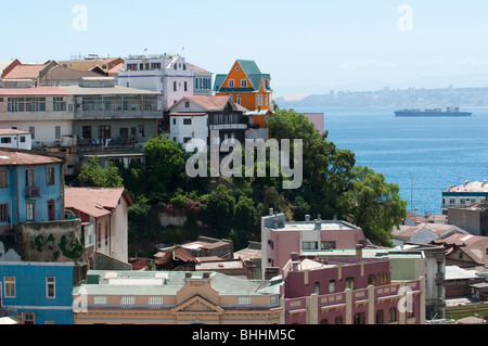 Il Cile del porto della città di Valparaiso Foto Stock