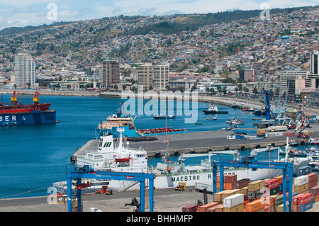 Il Cile del porto della città di Valparaiso Foto Stock