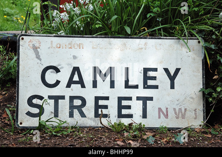 Camley Street NW1 segno a Camley Street Natural Park, London Wildlife Trust Reserve Kings Cross London Borough of Camden England UK Foto Stock