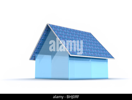 Energia solare House - Solarstrom / Solarhaus Freisteller Foto Stock