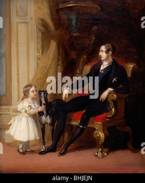 Albert Principe Consorte con la Principessa Victoria e Eos, c1843. Artista: G Lucas Foto Stock