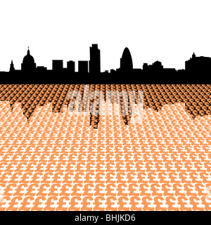 Lo skyline di Londra con i simboli di cancelletto illustrazione Foto Stock
