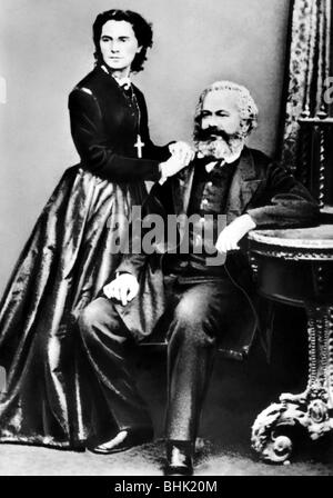 Marx, Karl, 5.1818 - 14.3.1883, deut. Philosofi, con la figlia Jenny, circa 1865, Foto Stock