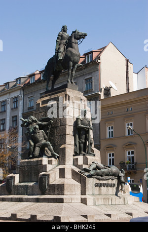 Grunwald statua centrale di Cracovia Cracovia in Polonia Foto Stock