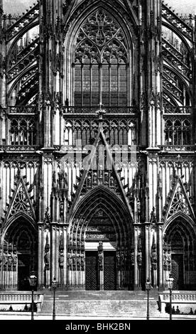 Geografia / viaggio, Germania, Colonia, chiese, cattedrale, vista esterna, portico meridionale, cartolina, circa 1900, Foto Stock