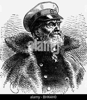 Wrangel, Friedrich Heinrich conte di, 13.4.1784 - 1.11.1877, prussiano generale, ritratto, incisione in legno dopo disegno di Wilhelm Camphausen, 1864, Foto Stock