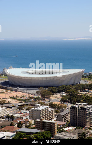 Stadio Green Point di Città del Capo Sud Africa venue per la Coppa del Mondo 2010 e uno sfondo di Table Bay Foto Stock