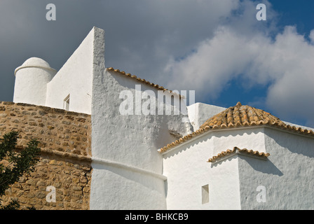 Vista dettagliata del Puig de Missa chiesa Santa Eulalia, Ibiza, Spagna Foto Stock