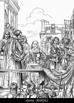 Carlo i, 19.11.1600 - 30.1.1649, Re d'Inghilterra 27.3..1625 - 30.1.1649, morte, esecuzione a Whitehall, incisione in legno, 19th secolo, , Foto Stock