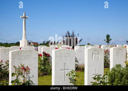 Fattoria Dochy WW1 britannica cimitero militare, Ypres, Fiandre, in Belgio, Europa Foto Stock