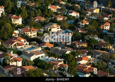 Vista su ville a Calpe Foto Stock