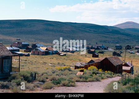 Angolo di Alta Vista di Bodie Ghost Town, California Foto Stock