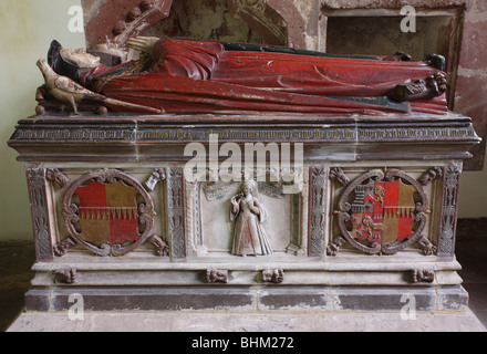 La tomba di Tommaso e Mabel Bromley,situato in St Andrew's Chiesa,Wroxeter, Shropshire. Foto Stock