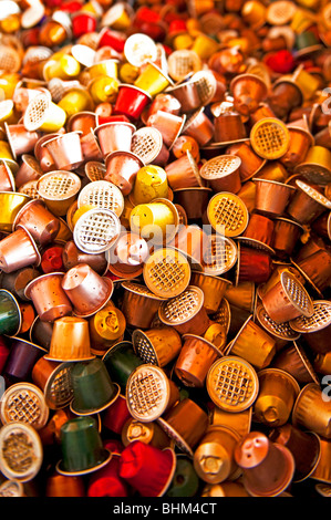 Riciclate le cialde di caffè Foto Stock