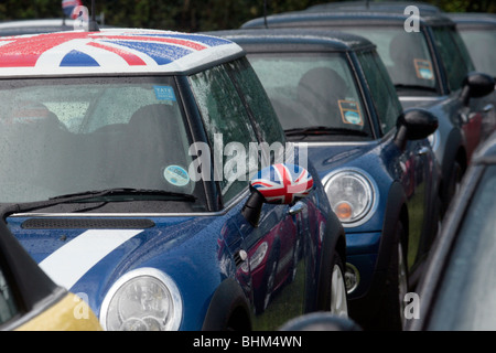 La Gran Bretagna è best loved cresciuto in casa auto, mini, è avente il suo cinquantesimo compleanno festeggiato con un fine settimana di motorsport di azione. Foto Stock