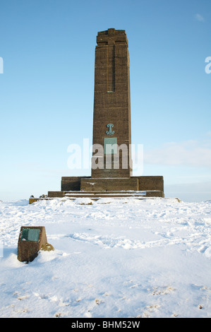 Snowy scena invernale presso la War Memorial a Glenfield Lodge Park, Newtown Linford, Leicestershire Foto Stock