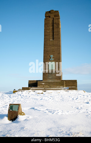 Snowy scena invernale presso la War Memorial a Glenfield Lodge Park, Newtown Linford, Leicestershire Foto Stock