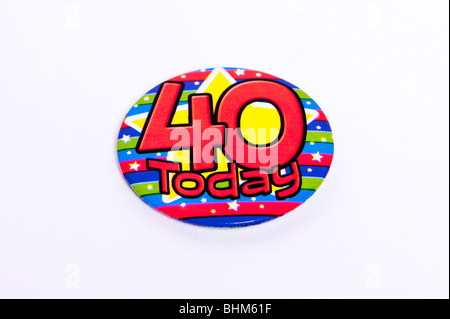 A 40 oggi badge su sfondo bianco Foto Stock