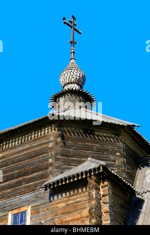 Close-up del tetto del xviii secolo Chiesa della Trasfigurazione presso il Museo di architettura in legno a Suzdal, Russia Foto Stock