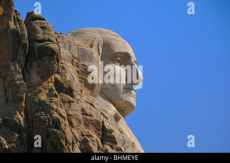 In prossimità della testa intagliata di George Washington, uno dei quattro presidenti a Mount Rushmore National Monument, il Dakota del Sud Foto Stock