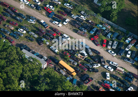 Vista aerea di Auto Junk Yard vicino a Manistee Michigan STATI UNITI D'AMERICA, da Jeff Wickett/Dembinsky Foto Assoc Foto Stock