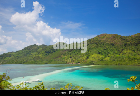 Spiaggia da Snake isola; Bacuit Bay; PALAWAN FILIPPINE;. Foto Stock