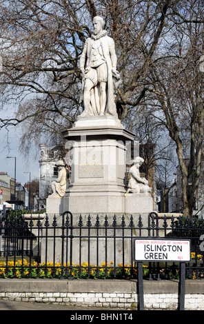 Sir Hugh Myddelton della statua di Islington Green Londra Inghilterra REGNO UNITO Foto Stock