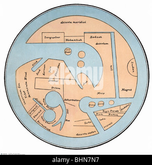 Cartografia, mappe del mondo, Medioevo, mappa di Abu Ishak al farsi al Istachri, circa 950, Foto Stock