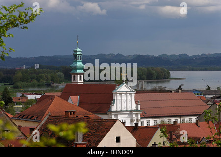 Ptuj,città vecchia,SS Pietro e Paolo Chiesa,Minoritica monastero,Drava,Slovenia Foto Stock