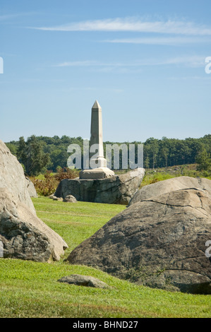 Foto tra le rocce a Devils Den, Gettysburg National Military Park, Pennsylvania. Foto Stock