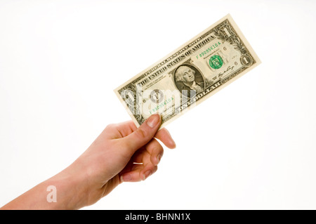 Mano singola azienda denaro Foto Stock