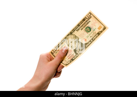 Mano singola azienda denaro Foto Stock