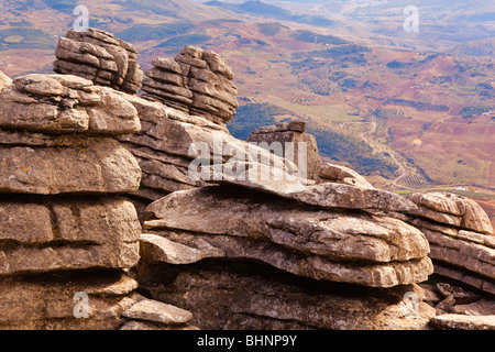 Roccia carsica di formazioni in El Torcal parco riserva naturale vicino a Antequera, Spagna. Foto Stock