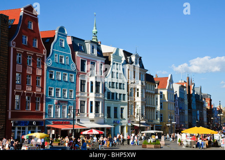 Shopping street Kroepeliner Strasse, città vecchia, Rostock, Meclemburgopomerania Occidentale, Germania Foto Stock