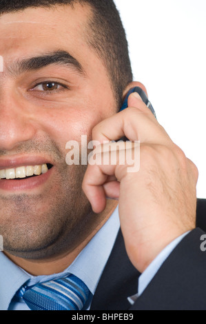 30 anni medio orientali imprenditore parlando al telefono cellulare Beirut Libano Medio Oriente Foto Stock