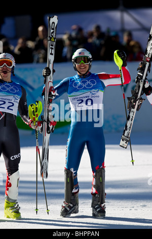 Bode Miller( USA), medaglia d'oro in sci alpino Uomini Super evento combinato al 2010 Giochi Olimpici Invernali Foto Stock