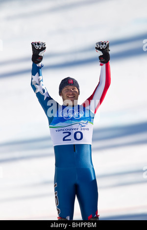 Bode Miller (USA), medaglia d'oro in sci alpino Uomini Super evento combinato al 2010 Giochi Olimpici Invernali Foto Stock