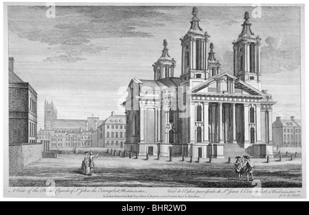Chiesa di San Giovanni Evangelista, Westminster, London, c1751. Artista: Anon Foto Stock