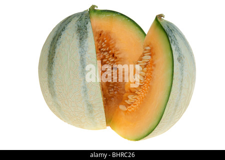 Grande taglia melone giallo isolato su sfondo bianco (percorso di clipping) Foto Stock