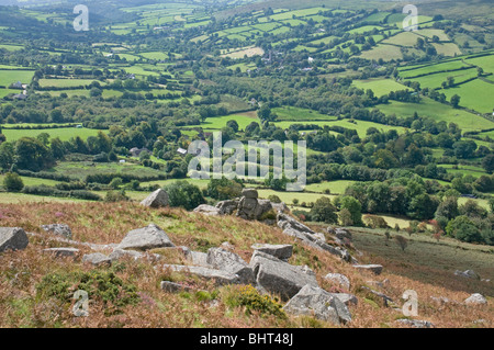 Dartmoor sopra scena Widecombe in Moro Foto Stock