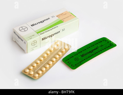 Bayer Microgynon 30 contraccettivo orale pillole Foto Stock