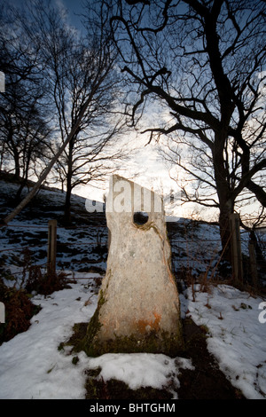 Gronw Llech, una pietra ha affermato di essere legato al Mabinogion Foto Stock