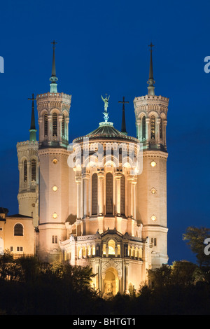 Basilica di Notre Dame de Fourviere, Lione, Rhone, Francia Foto Stock