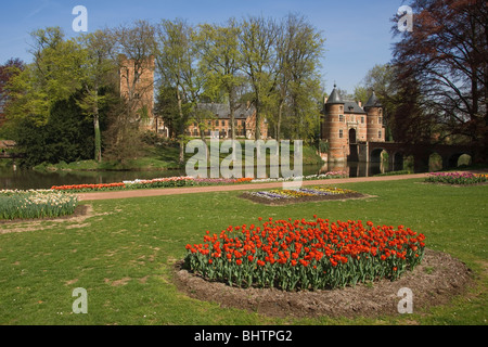 Campo di tulipani, Grand-Bigard castello, provincia del Brabante, Belgio Foto Stock